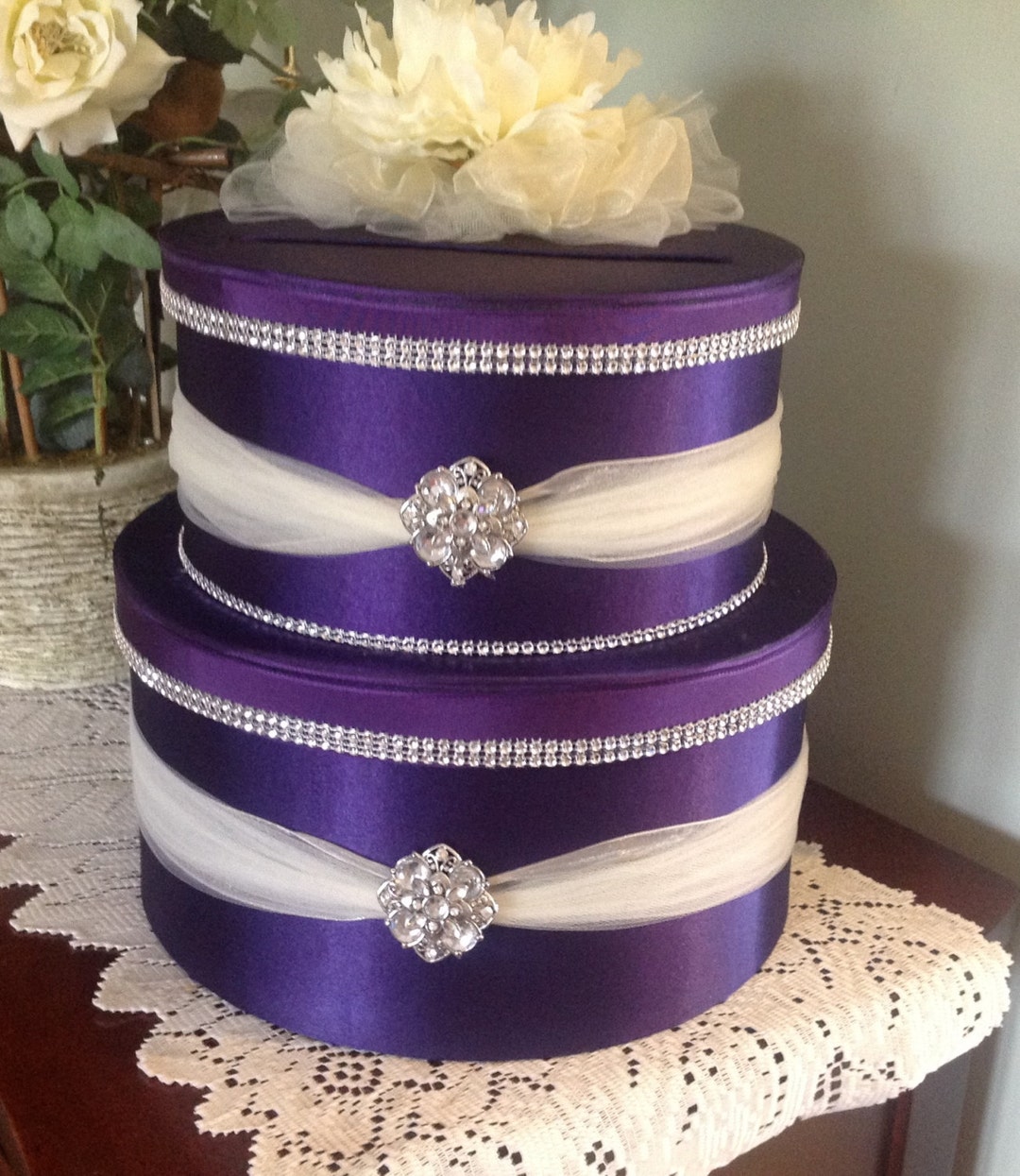 Wedding Card Box, Secure Card Box, Locking Card Box, Purple Card Box