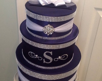 Wedding card box secured card box locking card box wedding card holder navy card box white card box card box