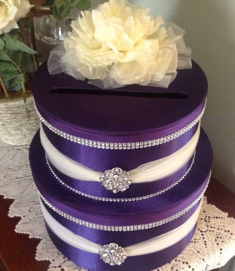 Wedding card box secure card box locking card box purple Etsy