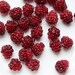 Glass lampwork berries beads Raspberry. Deep red color.