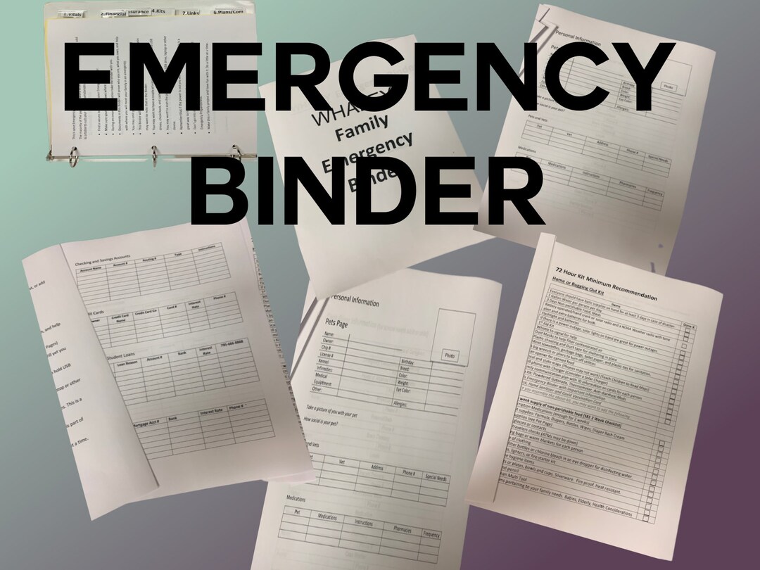 Downloadable and Fillable Family Emergency Binder Printable Organizer ...