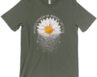 Palabras sabias susurradas, Déjalo ser, Letras de canciones, Los Beatles, Gráfico de Daisy, Camisetas de concierto, Rock clásico, Camiseta de manga corta