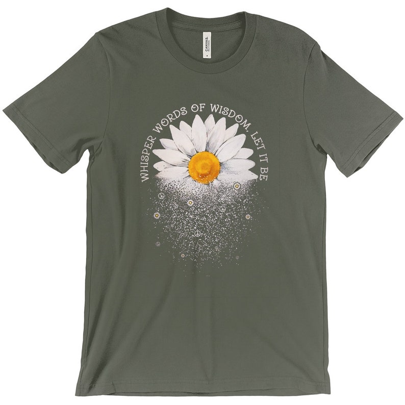 Whisper Words Of Wisdom, Let It Be, Song Lyrics, The Beatles, Daisy Graphic, Concert Shirts, Classic Rock, Short Sleeved T-Shirt image 1