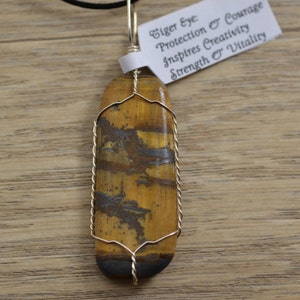 Tiger Eye  Healing Crystal Wire Wrapped Pendant