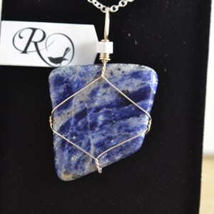 Sodalite wire wrapped pendant