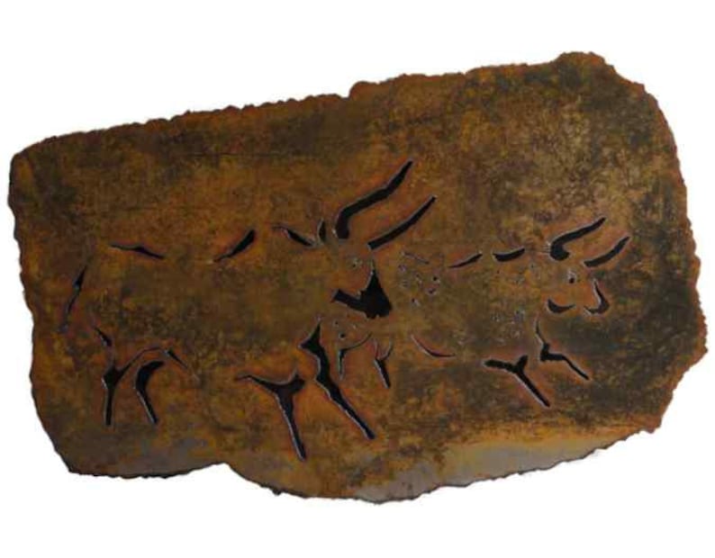 Lascaux Bulls Rustic Sheet Metal Wall Art Madetoorder Etsy Australia
