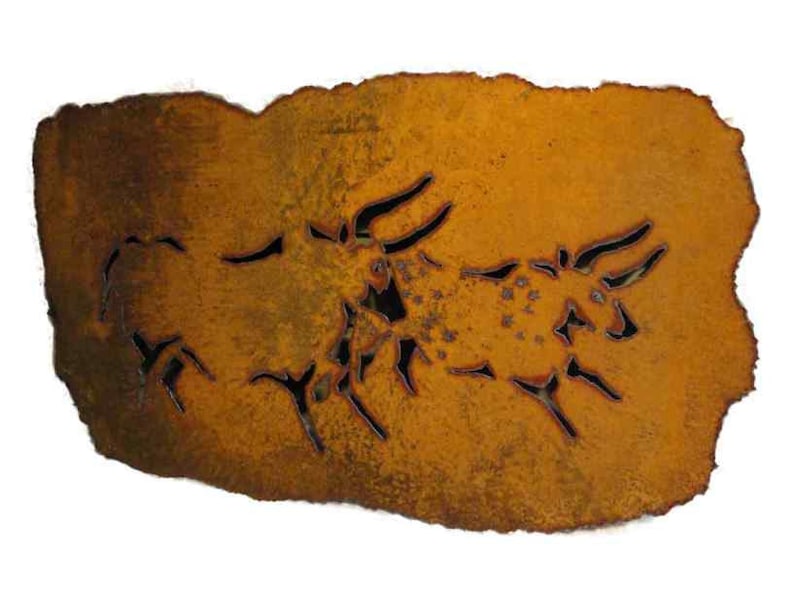 Lascaux Bulls Rustic Sheet Metal Wall Art Madetoorder Etsy Australia