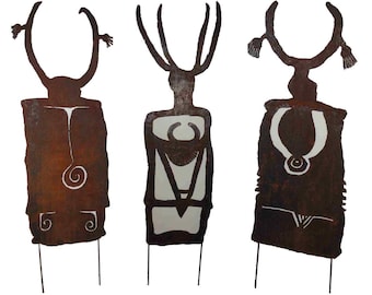 Shaman petroglyph rustic sheet metal art made-to-order