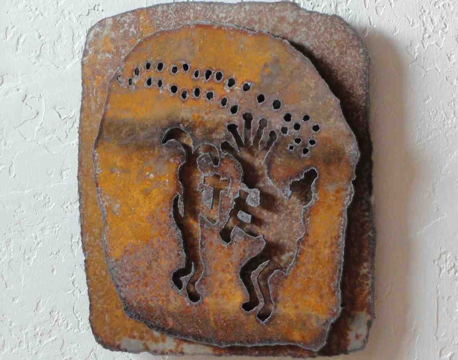 Kokopelli Lighted Panel 14x14 Rustic Sheet Metal Etsy