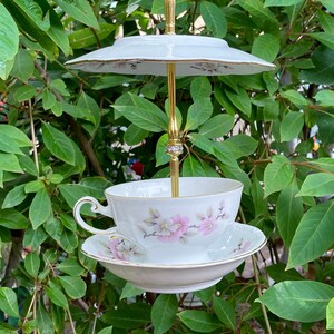 Tea Cup Bird Feeder, Seed Feeder, Thistle Feeder, Vintage China, Bird Bath, Gift for Mom, Housewarming Gift, Bird Lover Gift