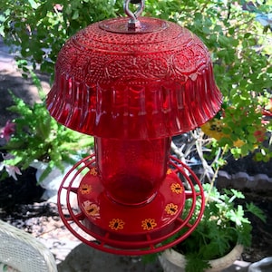 Mason Jar Hummingbird Feeder Pressed Glass Bowl Shade Rain Guard Baffle Cover Bird Feeder Gift for Mom Garden Art Bird Lover Gift