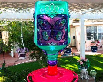 Glass Hummingbird Feeder Tin Owl Gentleman Jack Bottle Bird Etsy