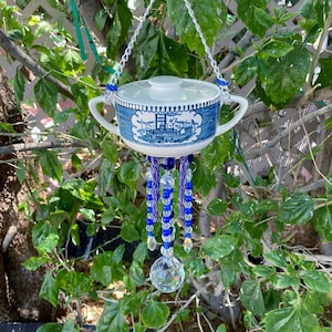 Crystal Wind Chime, China Sugar Bowl, Windchime, Sun Catcher, Rainbow Maker, Chandelier Prism, AB Crystal, Housewarming Gift, Gift for Mom