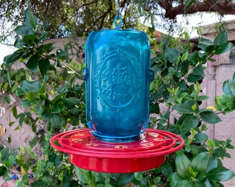 Mason Jar Hummingbird Feeder, Bird Feeder, Mason Jar, Hummingbird Feeder Base, Gift for Mom, Garden Art, Bird Lover Gift