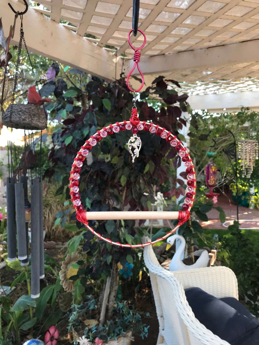 Hummingbird Swing Small Bird Swing Hummingbird Charm Bird Etsy