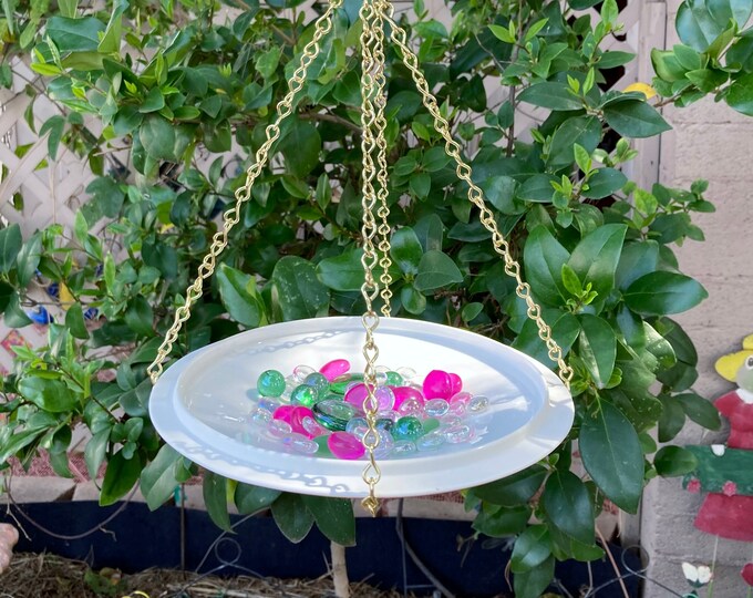 Bird Bath, Bee Watering, Bee Bath, Butterfly Watering, Vintage China Bowl, Macrame Hoop, Bird