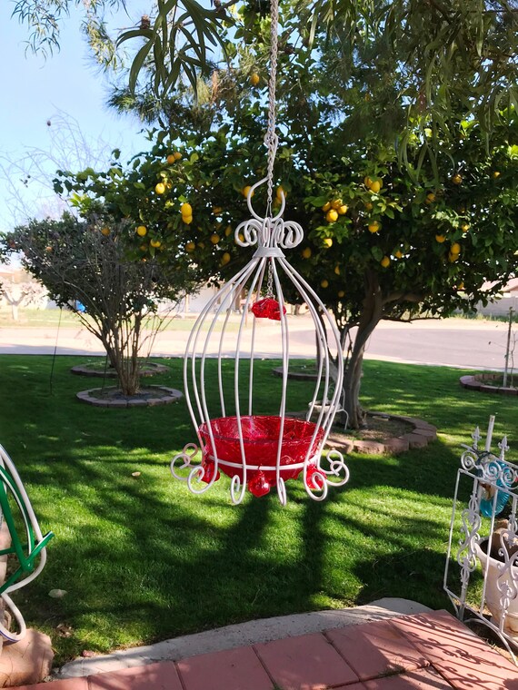Bird Feeder Seed Feeder Thistle Feeder Chandelier Red Etsy