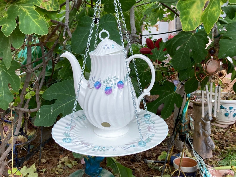 Teapot Bird Feeder Vintage China Tea Pot Bird Feeder Seed Etsy