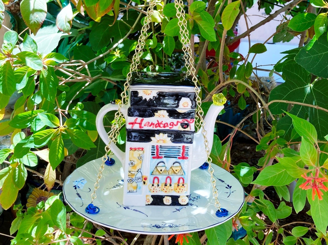 Teapot Bird Feeder Vintage China Tea Pot Bird Feeder Seed Feeder