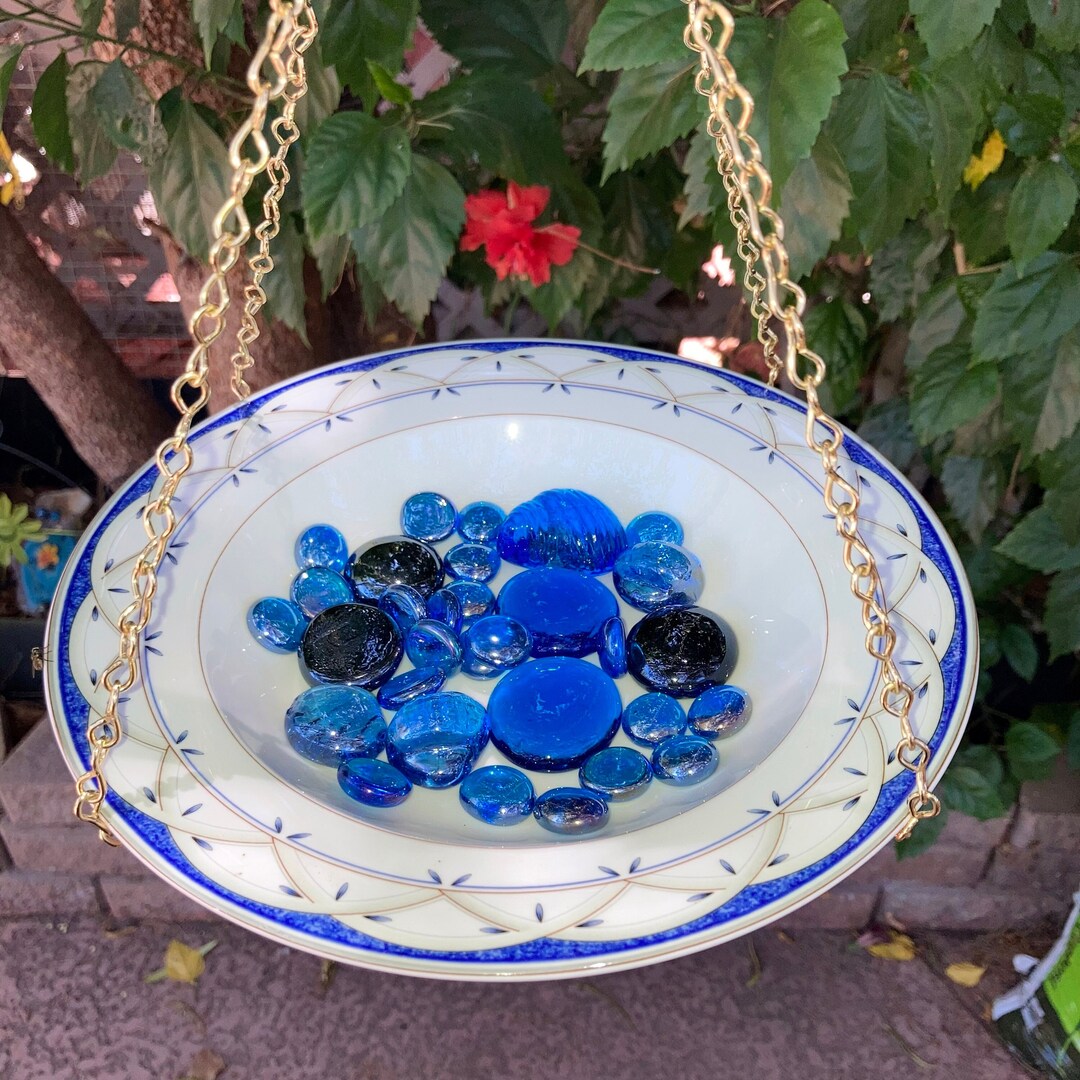 Bird Bath, Bee Watering, Bee Bath, Butterfly Watering, Vintage China Bowl, Macrame Hoop, Bird