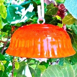Orange Pressed Glass Hummingbird Feeder Shade: Bird Feeder Rain Guard