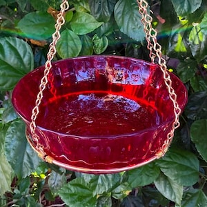 Bird Bath Bird Feeder Hanging Bird Bath Vintage Pressed Glass Bowl Oriole Feeder Bird Lover Gift a Gift for Mom Housewarming Gift