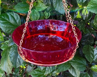 Bird Bath Bird Feeder Hanging Bird Bath Vintage Pressed Glass Bowl Oriole Feeder Bird Lover Gift a Gift for Mom Housewarming Gift