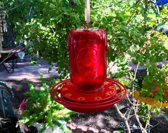 Mason Jar Hummingbird Feeder, Bird Feeder, Mason Jar, Hummingbird Feeder Base, Gift for Mom, Garden Art, Bird Lover Gift