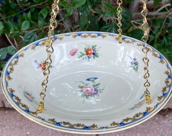 Bird Feeders, Hanging Bird Bath, Vintage China Bowl