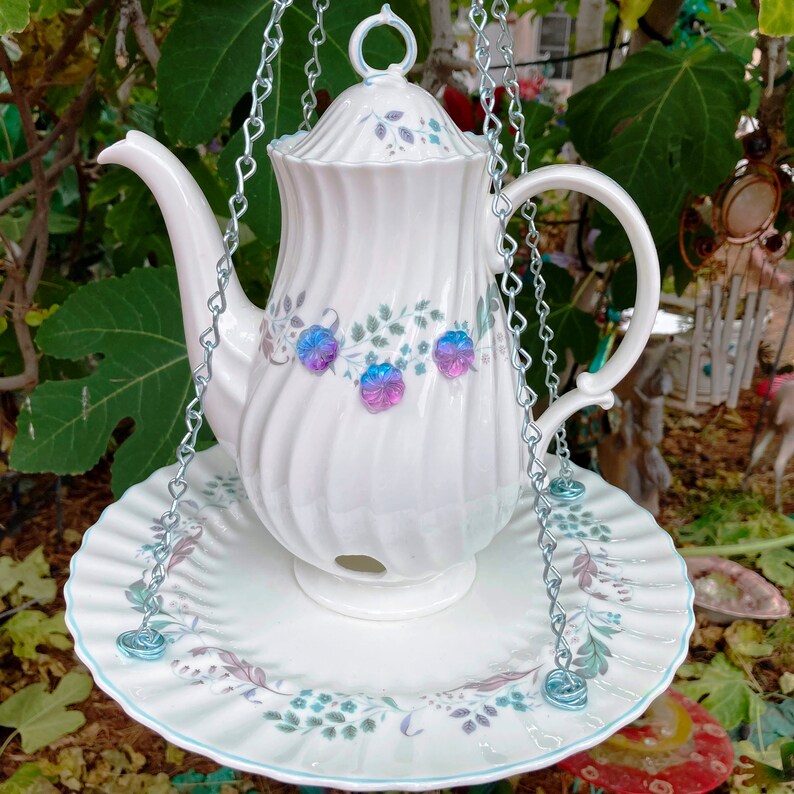Teapot Bird Feeder Vintage China Tea Pot Bird Feeder Seed Etsy