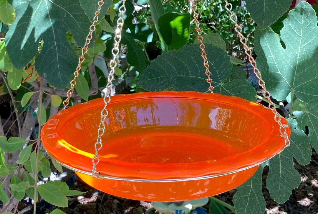 Hanging Bird Bath and Feeder With Glass Pie Plate and Macrame Hoop Etsy