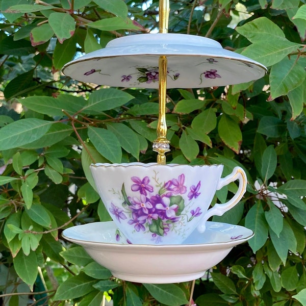 Tea Cup Bird Feeder, Seed Feeder, Thistle Feeder, Vintage China, Bird Bath, Gift for Mom, Housewarming Gift, Bird Lover Gift