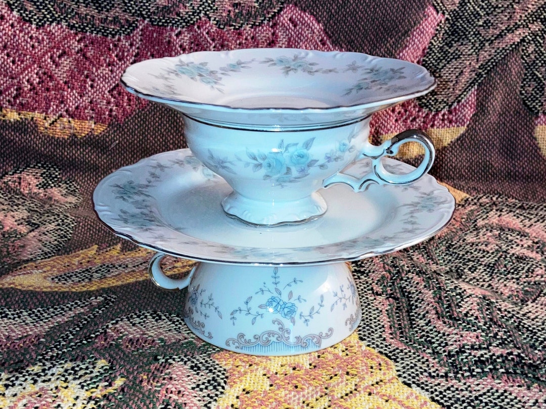 Tea Cup Cake Stand, Tiered Cake Stand, Macaroon Stand, Vintage Tea Cup