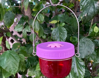 Mason Jar Hummingbird Feeder, Nectar Feeder, Bird Feeder with removable feeding port, Gift for Mom, Garden Art, Bird Lover Gift