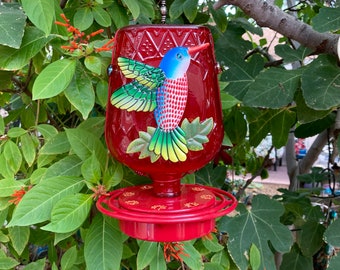 Hummingbird Feeder, Metal Hummingbird, Mosaic Accents, Bird Lover Gift