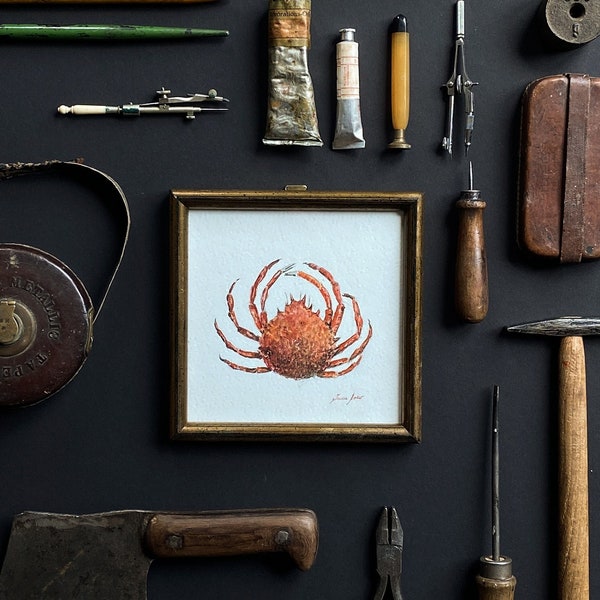 Aquarelle de crabe d’araignée, peinture de crabe, impression de crabe de rivage, art du crabe de rivage d’araignée, œuvre d’art de crabe, décor de fruits de mer, illustration de crabe par Juan Bosco