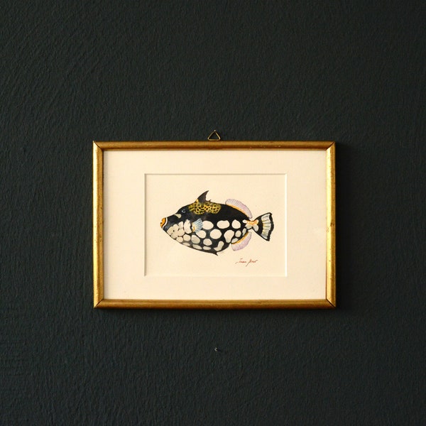 Baliste Clow, peinture, art de la baliste sur l’aquarelle, du baliste en clown, baliste imprimé, motif de baliste déco poisson Art par Juan Bosco