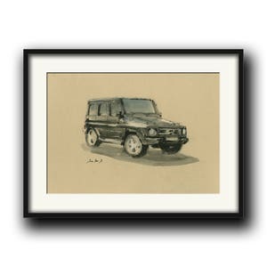 PRINT- Mercedes G class drawing- Mercedes classic - print watercolor painting art wall car decal auto Mercedes G- art- by