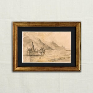 Watercolor painting, NOT A PRINT - Castle watercolor art, Germany castle drawing, Rhine romantic river, country house art wall, Germany art.