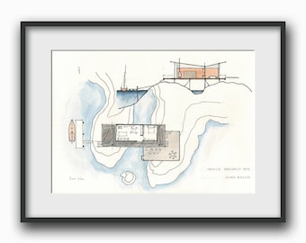 Architectural drawing - technical section plan drawing - architect technic watercolor illustration -art Print from an original by Juan Bosco