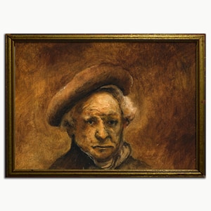 Rembrandt portrait oil on paper painting, Rembrandt Harmenszoon van Rijn, Dutch Golden Age, Rembrandt illustration drawing by Juan Bosco.