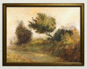 Forest path oil on wood painting, rural woodland trail artwork, forest track illustration, woodland path oil paint, Forests by Juan Bosco.