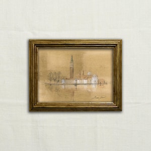 Original, NOT A PRINT - Venice art, Italy charcoal sketch, old vintage Venice canals, Italy, Venice cityscape pencil artwork - Unframed art.