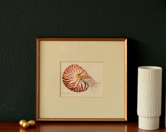 PRINT -Nautilus painting, nautilus art, nautilus print, nautilus animal art, fossil print, ocean sport fishing decor - Art Print by
