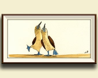 PRINT-Blue footed booby - seabird art nursery - blue footed boobies birds - Art Print