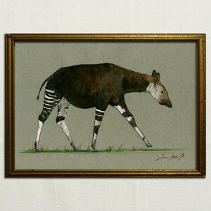 IMPRESSION-Okapi animal-African wild Opaki - famille gifaffe - décoration animal safari en Afrique - art mural vie animale - impression d'Art par Juan Bosco