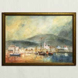 DRUCK -Húsavík Aquarell, Island Kunst, Island Aquarell, Island Landschaft, Island Malerei, Húsavík Island, Landschaft, Druck