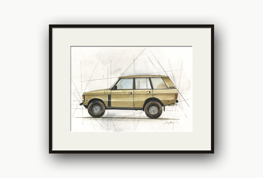 Classic Range Rover Watercolor Painting, Four-wheel Drive Vehicle ...