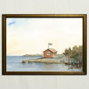PRINT -Stockholm Schären Malerei -Stockholm Schweden - Stadtbild Hauptstadt Europas - Print von Aquarell Malerei