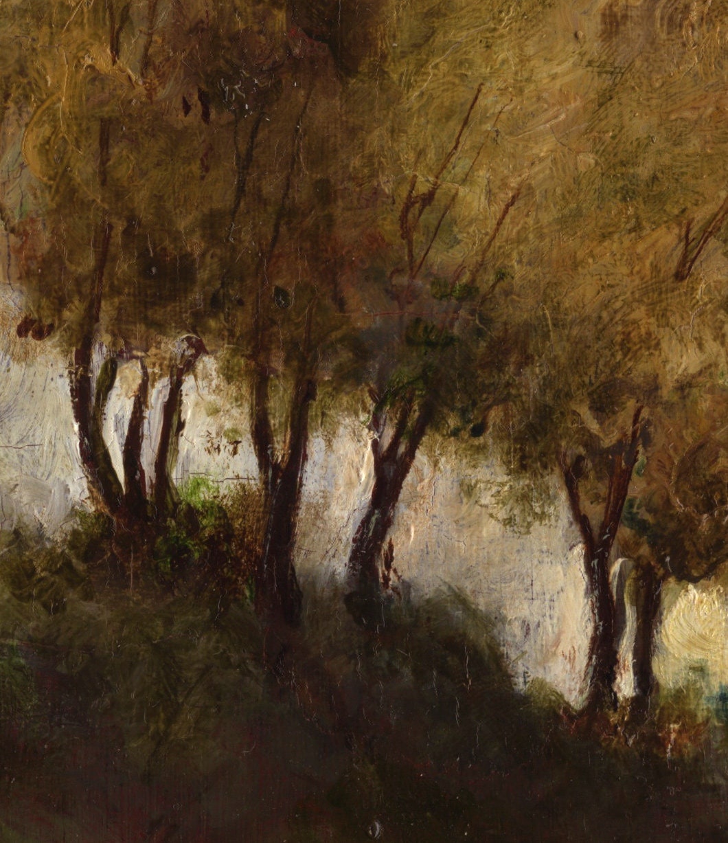 PRINT- Antique Look Oil Painting, Barbizon School Like Forest, Romantic ...